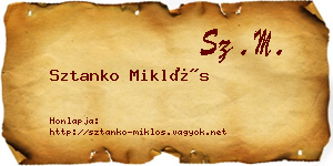 Sztanko Miklós névjegykártya