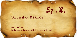 Sztanko Miklós névjegykártya